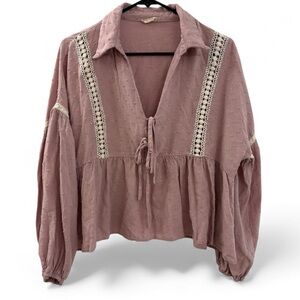 Hem & Thread Women's Pink Boho Blouse